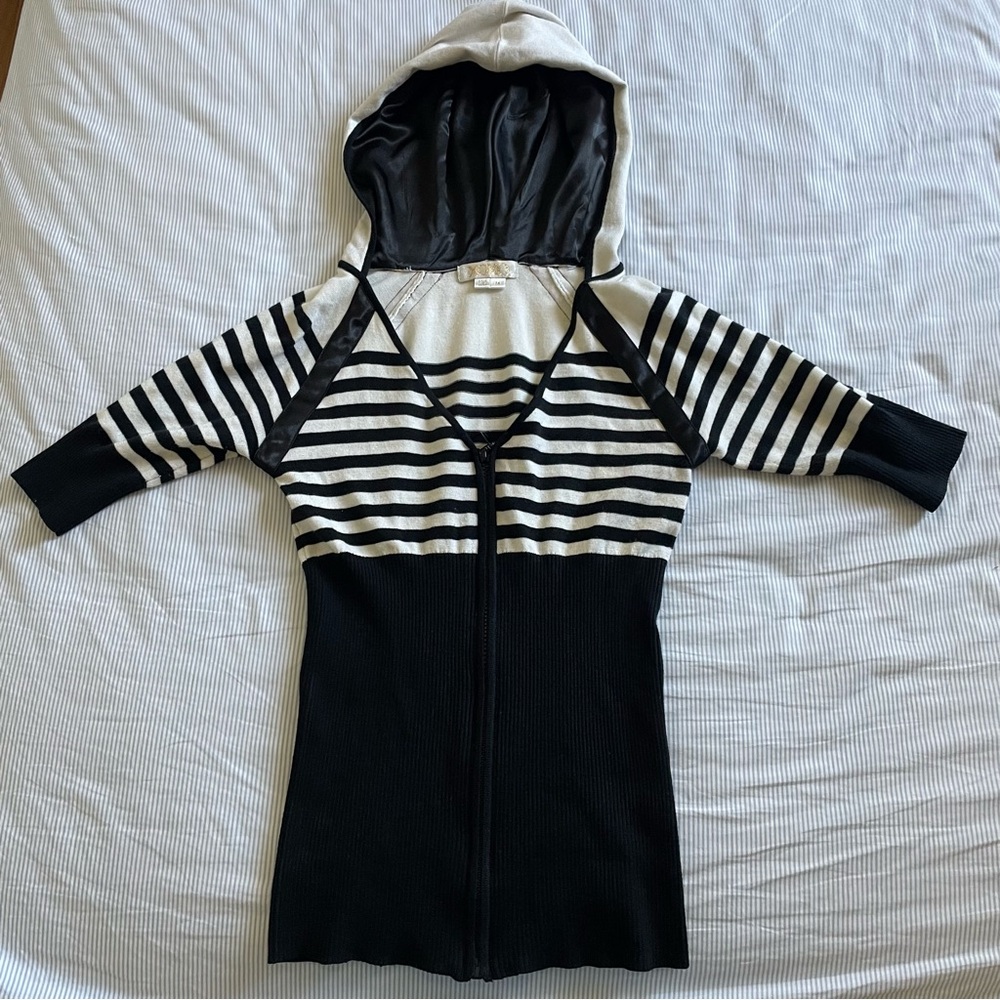 Striped Black and White Hooded Sweater